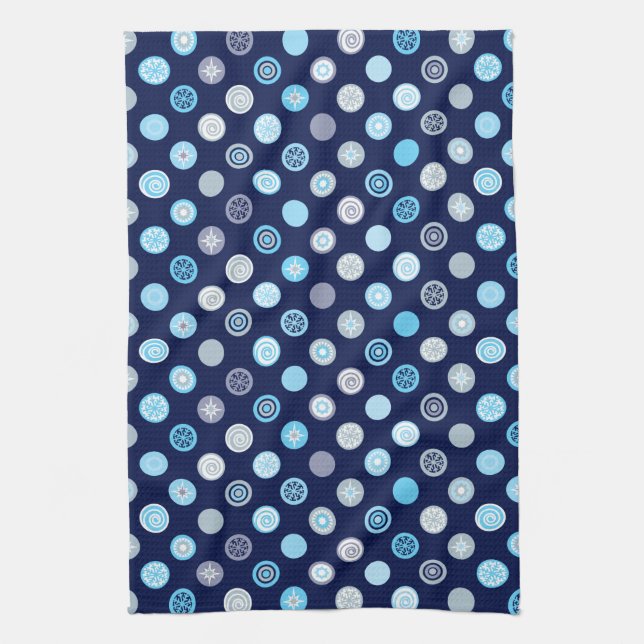 Winter Blue Polka Dot Kitchen Towel Kökshandduk (Vertikal)