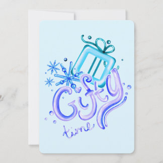 Winter Blue Purple Thank You Card with Snowflakes  Tack Kort