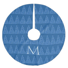 Winter Blue Retro Starry Julgranar Mönster Julgransmatta Borstad Polyester