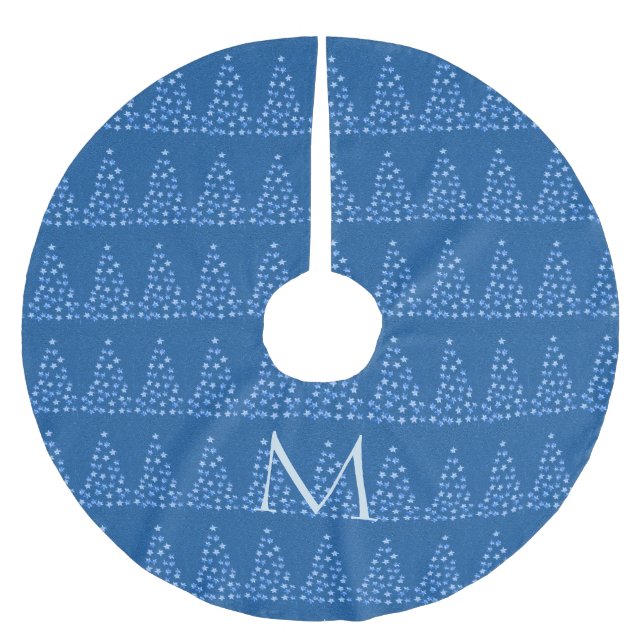 Winter Blue Retro Starry Julgranar Mönster Julgransmatta Borstad Polyester (Framsidan)