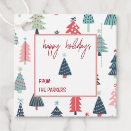 Winter Blue Square Holiday Gift Tags Gåvor Etiketter
