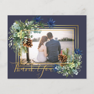 Winter Blue Thistle Eucalyptus Bröllop Wonderland Flygblad