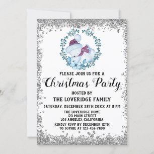Winter Blue Wandan Helgdag jul Party Silver Inbjudningar