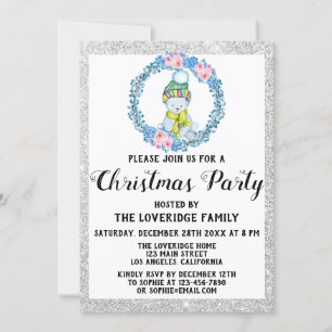 Winter Blue Wandan Helgdag jul Party Silver Inbjudningar