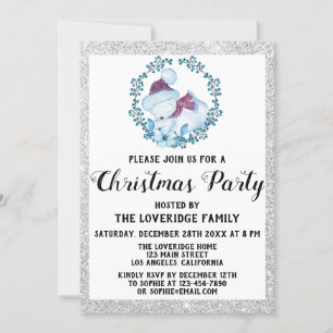 Winter Blue Wandan Helgdag jul Party Silver Inbjudningar