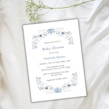 Winter Blue Wildbloms Blommigt WAN Baby Shower