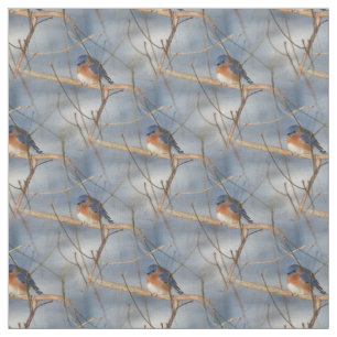 Winter Bluebird Animal Nature Mönster Tyg