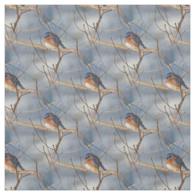 Winter Bluebird Animal Nature Mönster Tyg (Provkarta)