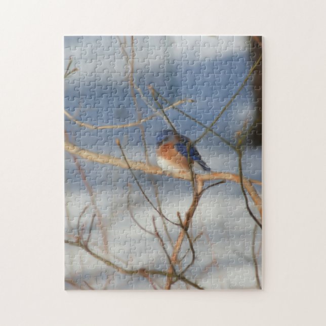 Winter Bluebird Nature Art Pussel (Vertikal)