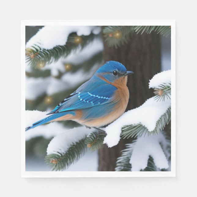 Winter Bluebird Pappersservett (Framsidan)