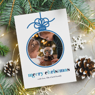 Winter Blues Bold Brev Ornament Photo Julkort