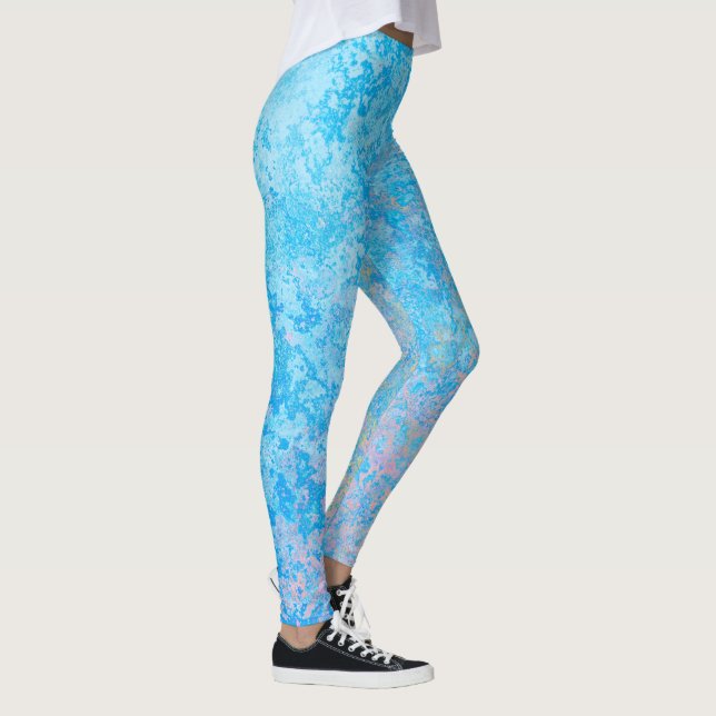 Winter Blues Bright Pastel Abstrakt Leggings (Höger)