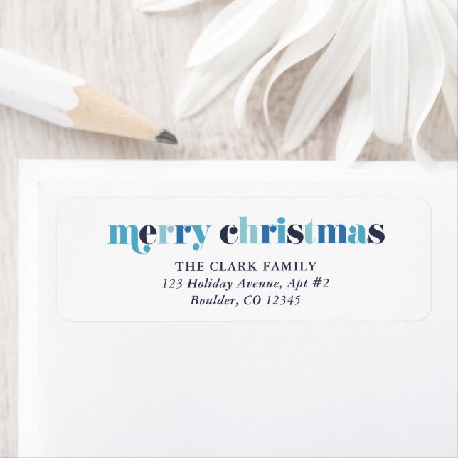 Winter Blues Lettering "God jul" Returadress Etikett (Insitu)