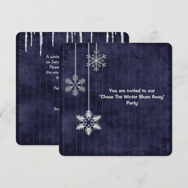 Winter Blues Party Inbjudningar (Fram/baksida)