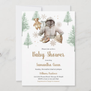 Winter Boho Barnkläders Baby Shower Inbjudningar