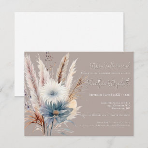 Winter Boho Blommigt Beige Rehearsal Dinner Inbjudningar