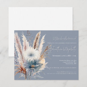 Winter Boho Blommigt Blue Rehearsal Middag Inbjudningar