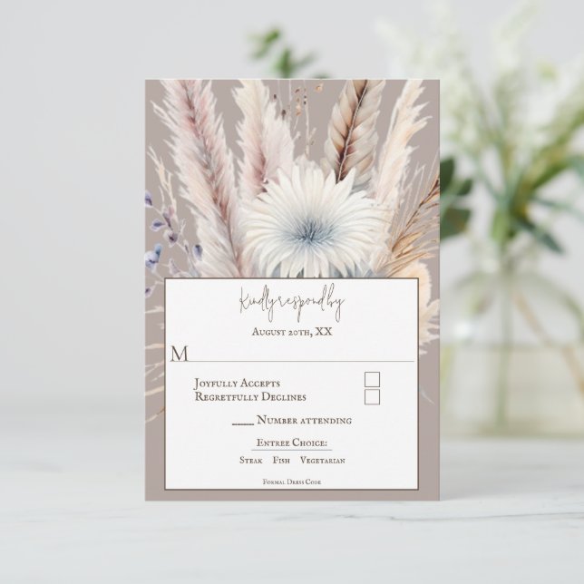 Winter Boho Blommigt Bröllop | Beige OSA Kort (Stående Fram)