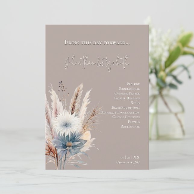 Winter Boho Blommigt Bröllop | Beige Program (Stående Fram)