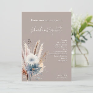 Winter Boho Blommigt Bröllop Beige Program