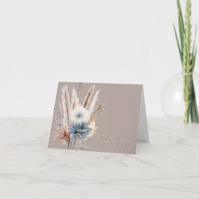 Winter Boho Blommigt Bröllop | Beige Tack Kort (Framsida)