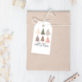 Winter Boho Merry Nights Träd jul Presentetikett