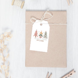 Winter Boho Twinkle Ljus Träd jul Presentetikett