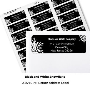 Winter Bold Black & White Snowflake-Returadress Returadress Etikett
