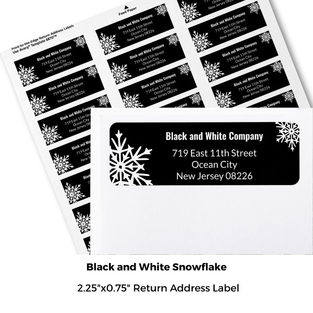 Winter Bold Black & White Snowflake-Returadress Returadress Etikett (Skapare uppladdad)