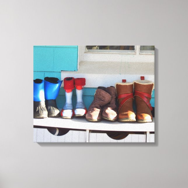 Winter Boots All in a Row - Martha's Vineyard Canvastryck (Framsida)