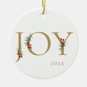 Winter Botanical Adorned Joy jul Ornament