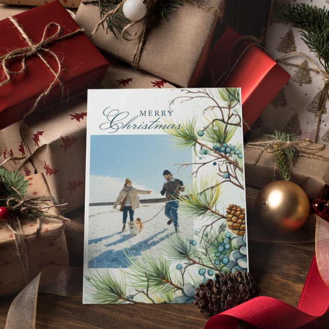 Winter Botanical Anpassningsbar Photo God jul Julkort (Skapare uppladdad)