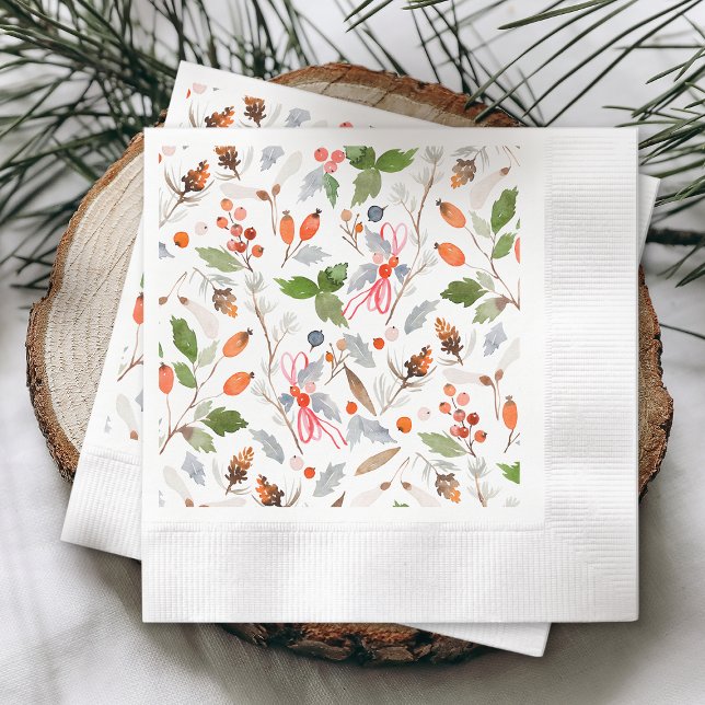 Winter Botanical Berries & Foliage Holiday  Pappersservett (Skapare uppladdad)