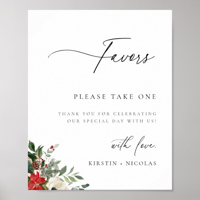 Winter Botanical Blommigt Wedding Favor Poster (Framsidan)