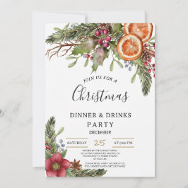 Winter Botanical Christmas Invite | Rustic Dinner  Inbjudningar