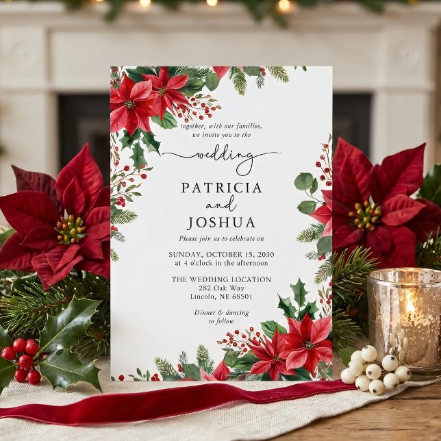 Winter Botanical Christmas Wedding Invitation Inbjudningar (Skapare uppladdad)