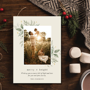 Winter Botanical Merry Bright Photo jul Julkort