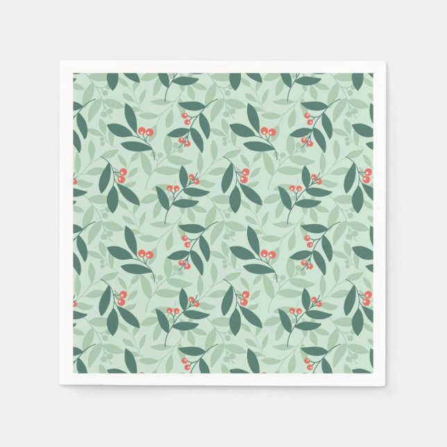 Winter botanical pattern - Christmas holly Pappersservett (Framsidan)