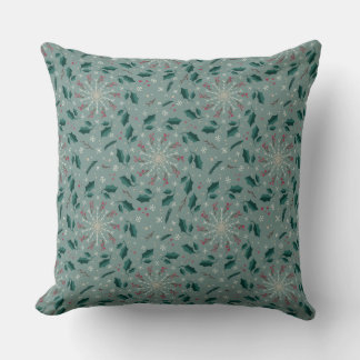 Winter Botanical Snowflake Throw Pillow Kudde