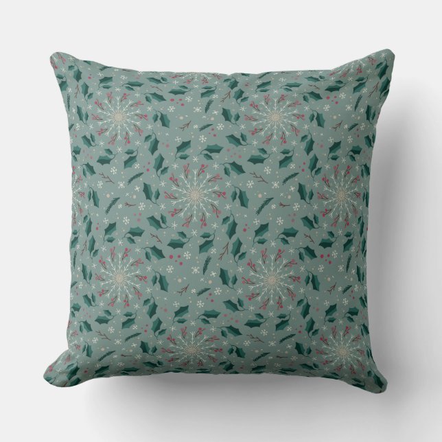 Winter Botanical Snowflake Throw Pillow Kudde (Framsida)