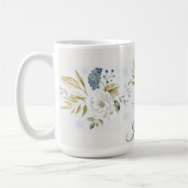 Winter Botanical White Rose & Blueberry Kaffemugg