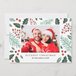 Winter Botanicals God jul Photo Red Julkort