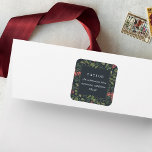 Winter Bouquet | Returadress för Helgdag Fyrkantigt Klistermärke<br><div class="desc">Perfekt för helgdagskorten och julsäsongsutskick,  de här eleganterna med kvadratiska returadresser har returadressen i vitt på rikens flotta,  omgiven av gröntens vattenfärgade blad och små blommar av röda blommor. Designad att samordna med vår Winter Bouquet-helgdag-samling.</div>