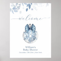 Winter Bow Snowflake Ornament Baby Shower Welcome