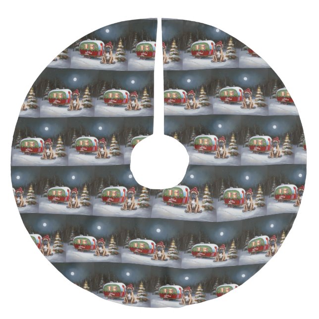 Winter Boxer Caravan jul Äventyr Julgransmatta Borstad Polyester (Framsidan)