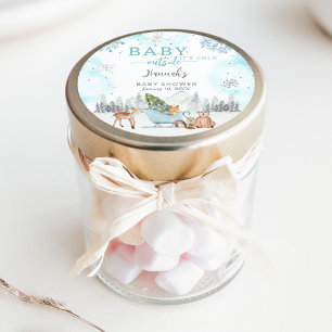 Winter Boy Baby Det är Kallet utanför Shower Favor Runt Klistermärke