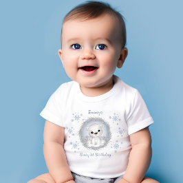 Winter Boy Beary 1:a födelsedag Cute Blue Polar Be T Shirt