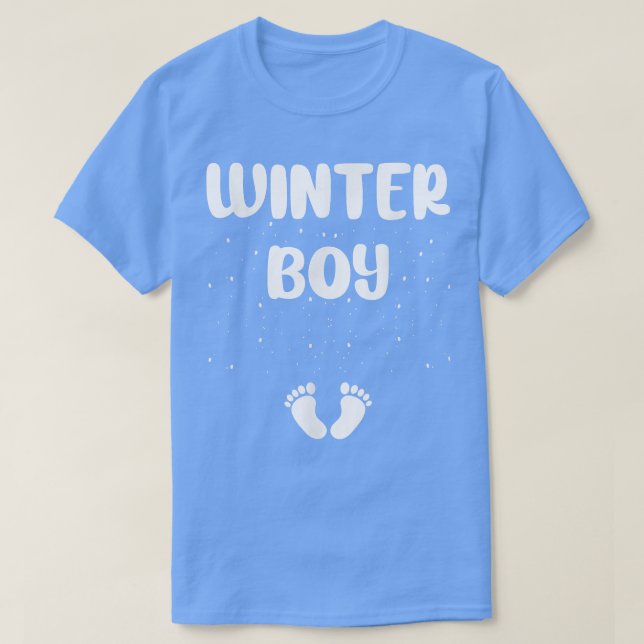 Winter Boy Gravid Notification Gender Reveal Pa T Shirt (Design framsida)