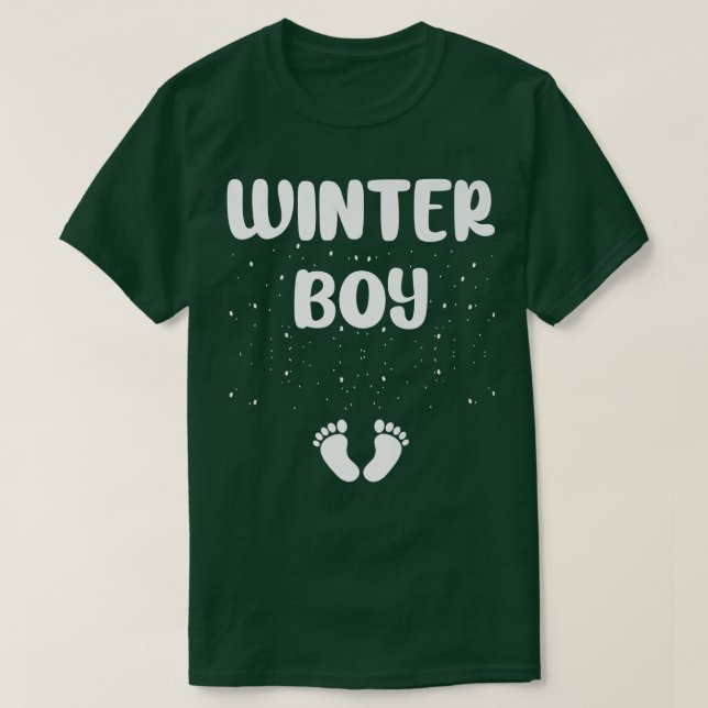 Winter Boy Gravid Notification Gender Reveal Pa T Shirt (Design framsida)