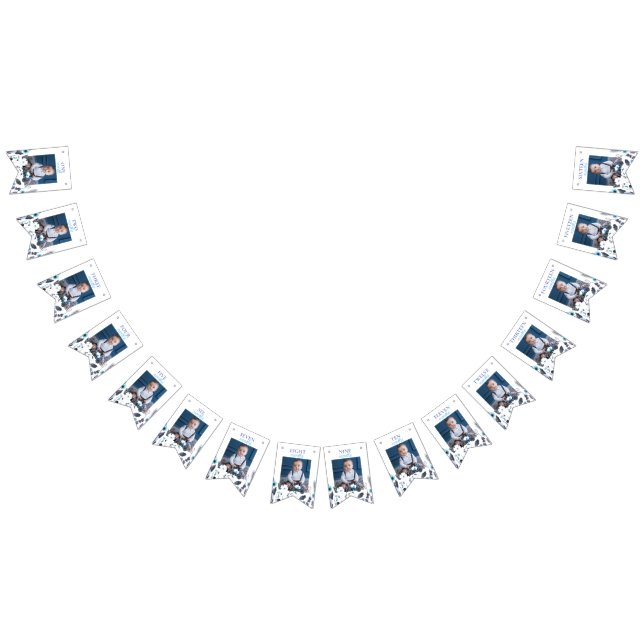 Winter Boy Onederland Birthday Månadsfoto Vimplar (Alla)